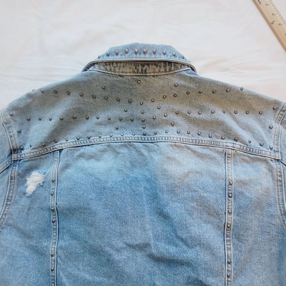 Free People Distressed Stud Denim Jacket - Picture 8 of 12